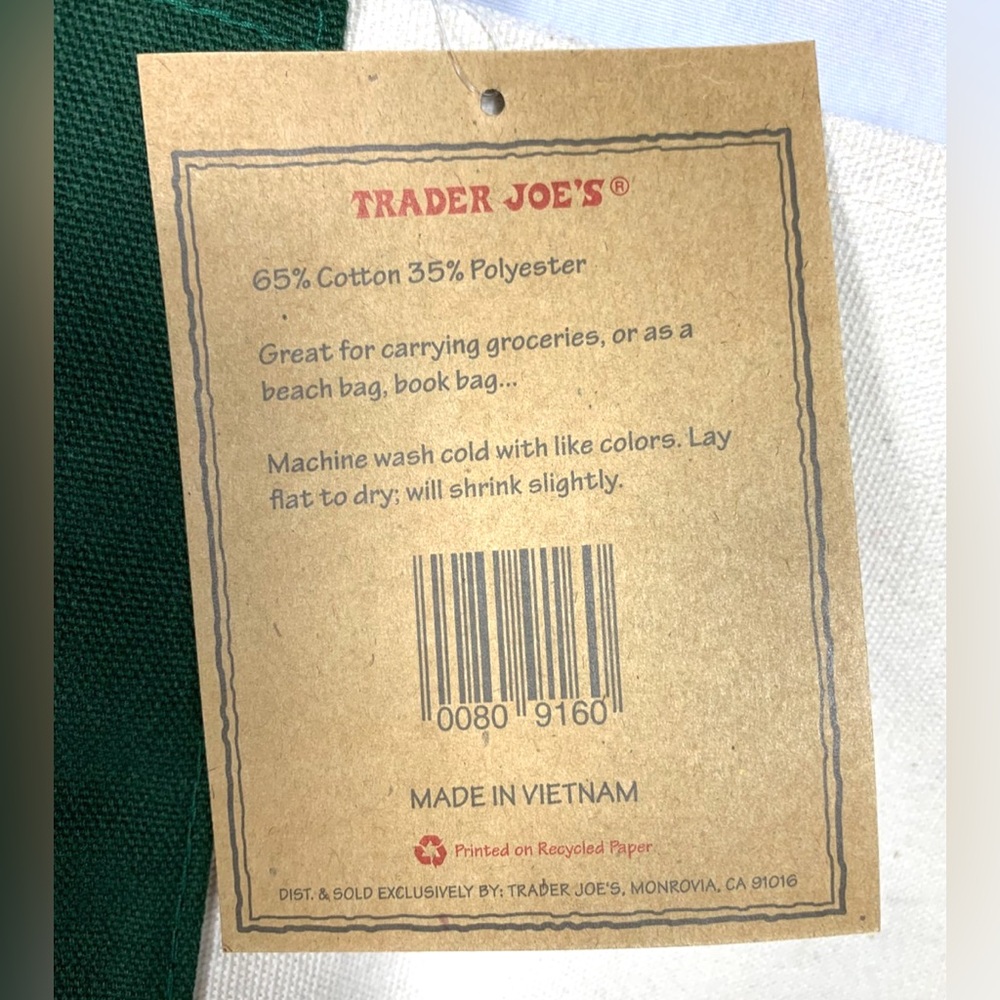 Trader Joe’s Large Canvas Tote Bag, NWT. - Picture 3 of 4